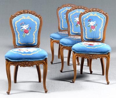 Appraisal: Set four Louis XV style side chairs each with putti