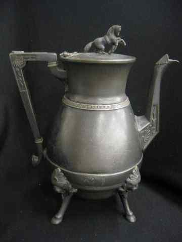 Appraisal: Victorian Silverplate Coffeepot horse finial footed