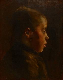 Appraisal: OOC of African American Boy poss Wm H Hart Oil