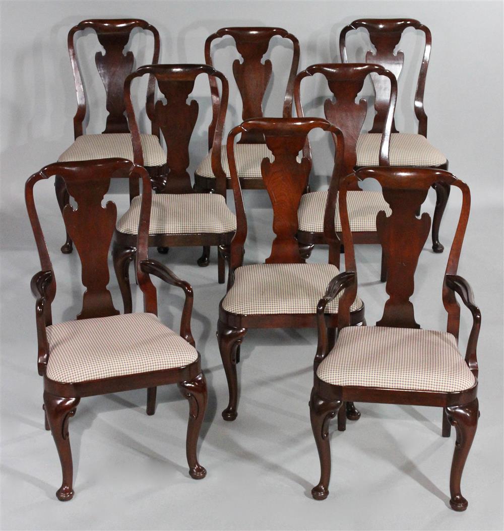 Appraisal: SET OF EIGHT BAKER QUEEN ANNE STYLE MAHOGANY DINING CHAIRS