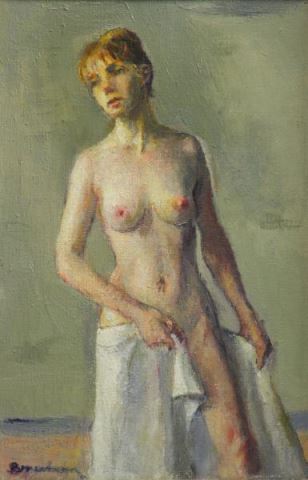 Appraisal: BRACKMAN Robert Oil on Canvas of a Nude Study Signed