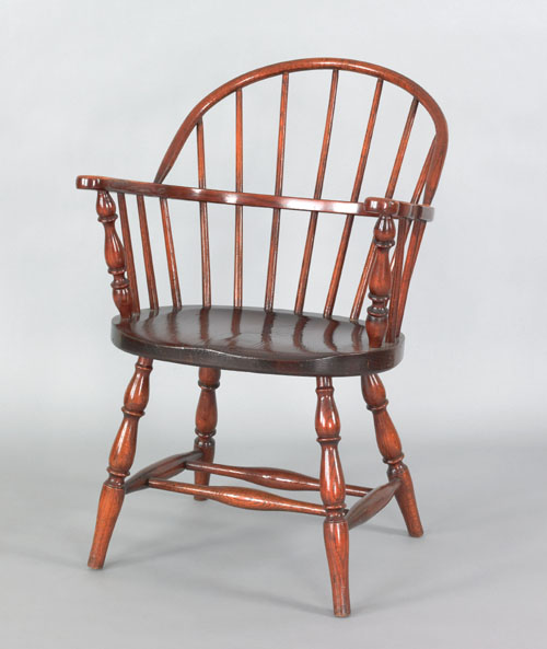 Appraisal: English windsor style oak armchair ca