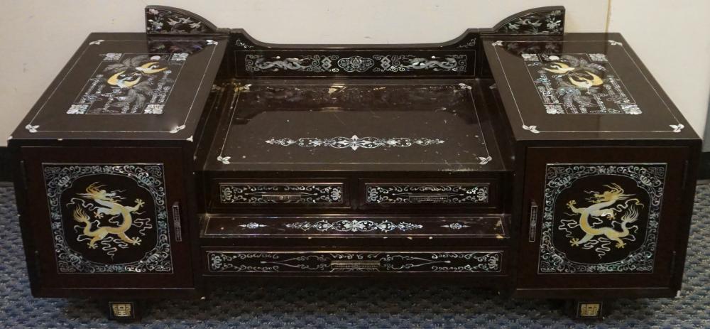 Appraisal: Korean Mother of Pearl Inlaid Black Lacquered Low Dresser Table