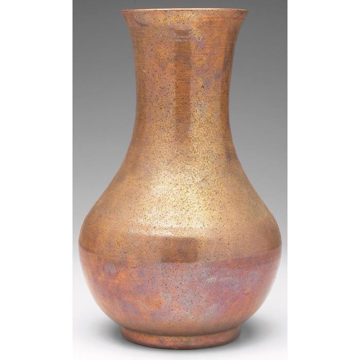 Appraisal: Pewabic vase hand-thrown bulbous shape under a brown and red