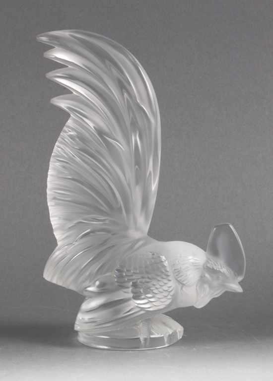 Appraisal: Lalique partially frosted glass cockerel figure th century inscribed underneath