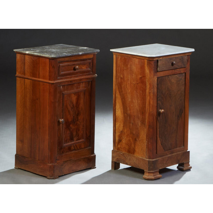 Appraisal: Two French Louis Philippe Carved Walnut Marble Top Nightstands th