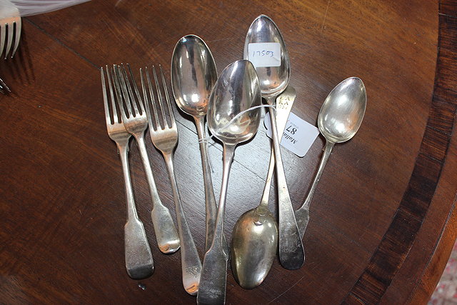 Appraisal: A QUANTITY OF SILVER CUTLERY to include a silver spoon