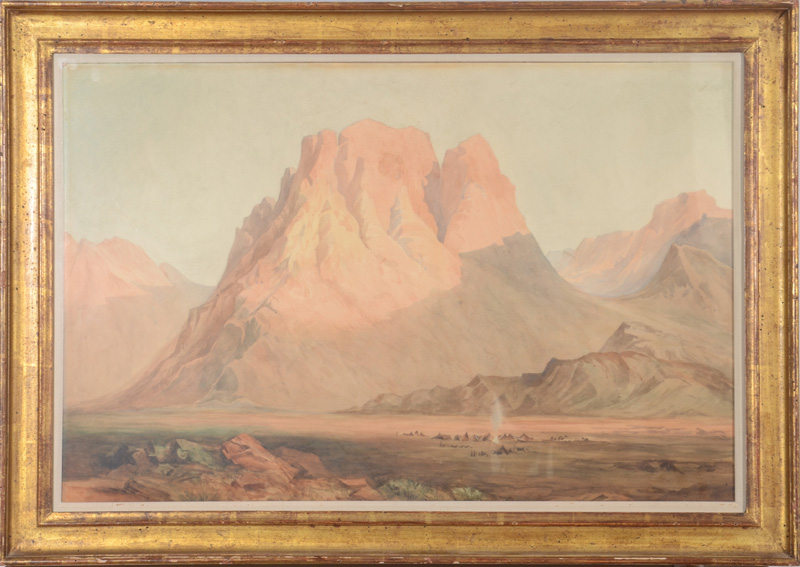 Appraisal: AMERICAN SCHOOL MOUNTAIN LANDSCAPE Watercolor on paper laid down on