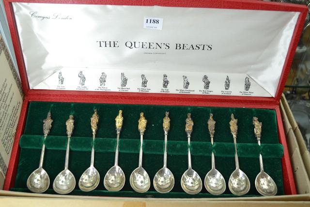 Appraisal: BOXED QUEEN ELIZABETH II SILVER WEDDING ANNIVERSARY STERLING TEASPOONS OF