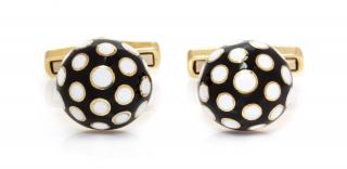 Appraisal: A Pair of Yellow Gold and Polychrome Enamel Cufflinks dwts