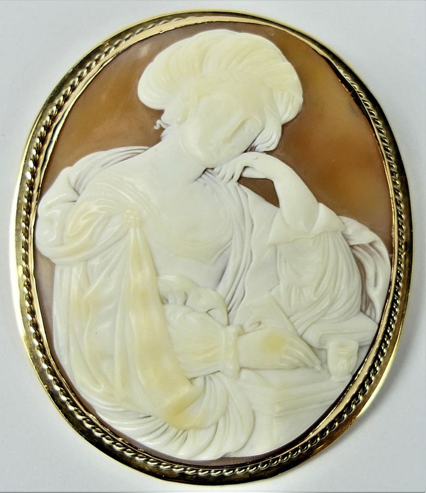 Appraisal: HUGE KT Y GOLD CAMEO OF A SEATED VICTORIAN LADY