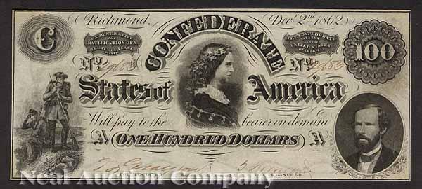 Appraisal: Confederate Currency T- Lucy Pickens Serial Uncirculated another Serial AU