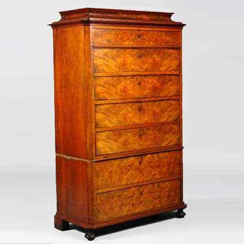 Appraisal: A Danish Christian VIII Walnut Gentleman's Chest of Drawers circa