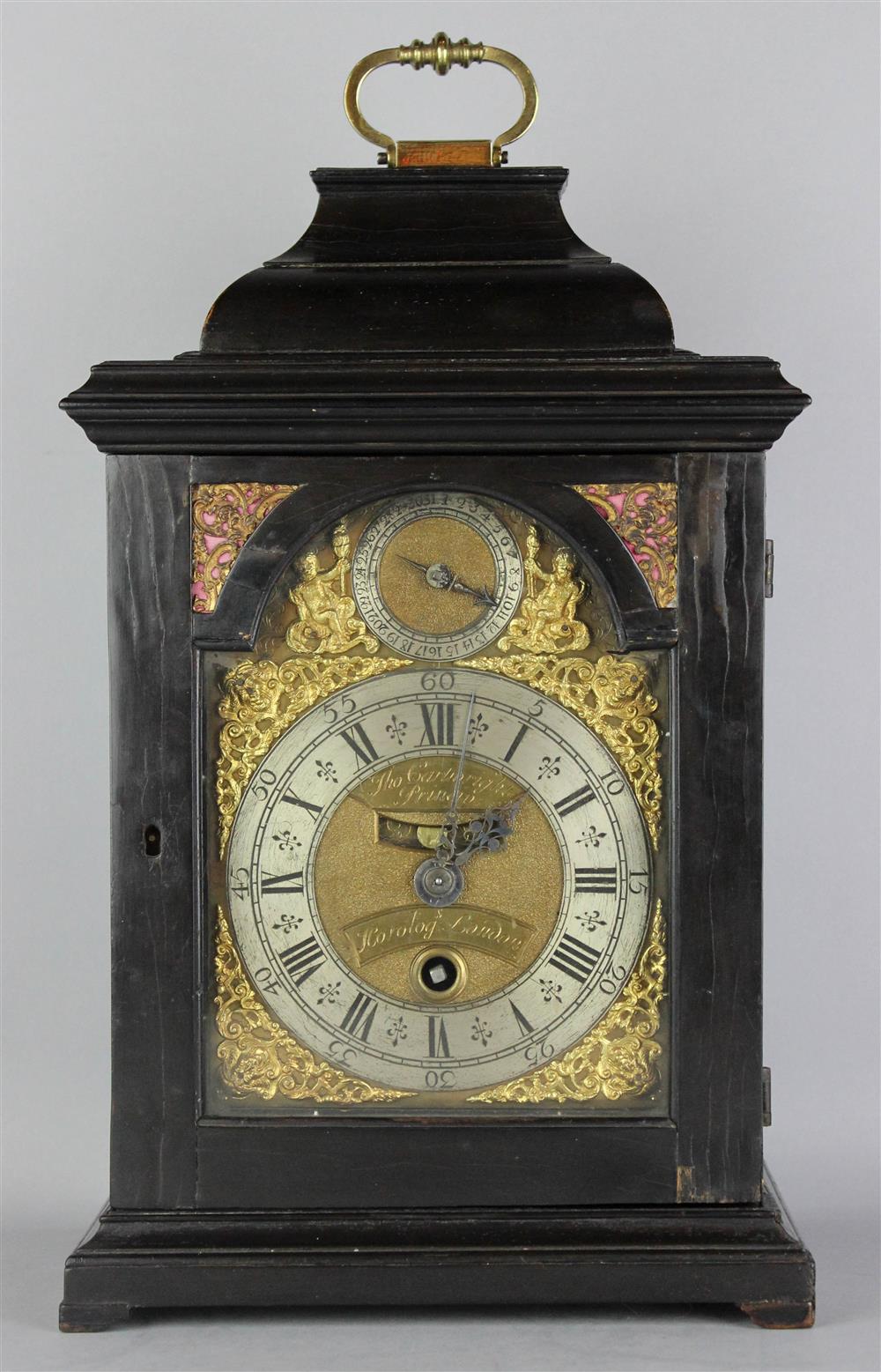 Appraisal: GEORGIAN BRACKET CLOCK BY THOMAS CARTWRIGHT LONDON IN EBONIZED CASE