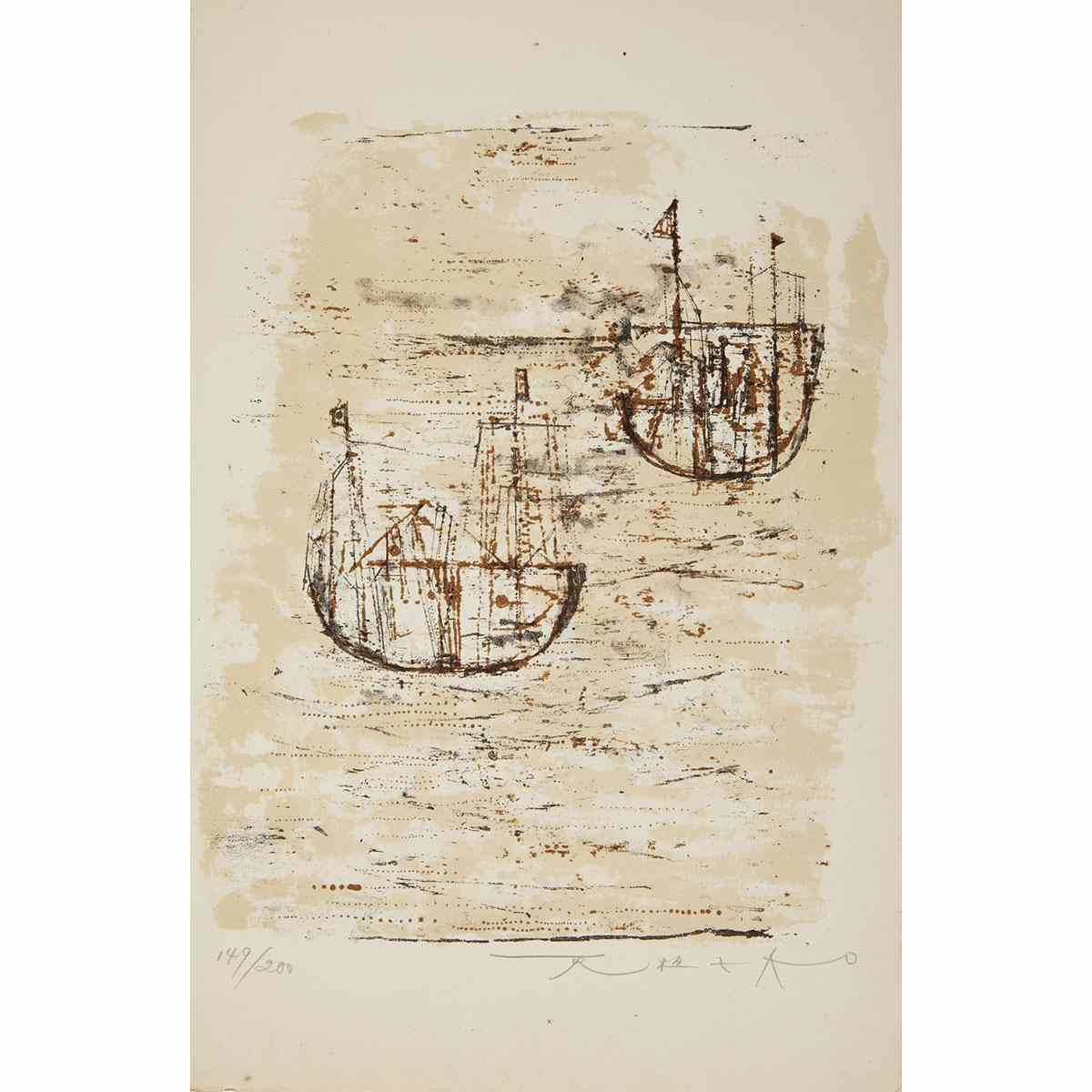 Appraisal: Zao Wou-Ki - LES PETITS BATEAUX Lithograph printed in three