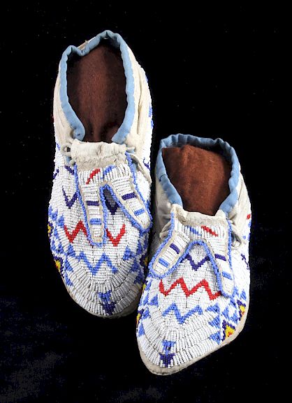 Appraisal: Sioux Native American Beaded Moccasins This is a pair of