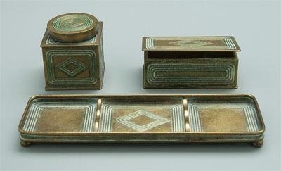 Appraisal: Three Tiffany desk pieces all Graduate pattern and marked quot