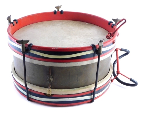 Appraisal: A thC painted wooden regimental snare drum with metal banding