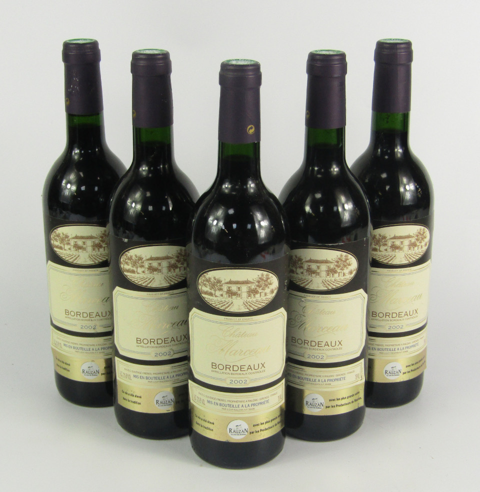 Appraisal: Five bottles of Chateau Marceau Bordeaux Caves de Rauzan