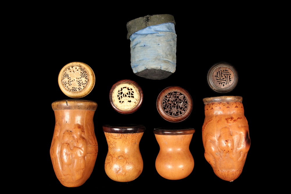 Appraisal: CRICKET GOURDS - th c Chinese Cricket Cages in molded