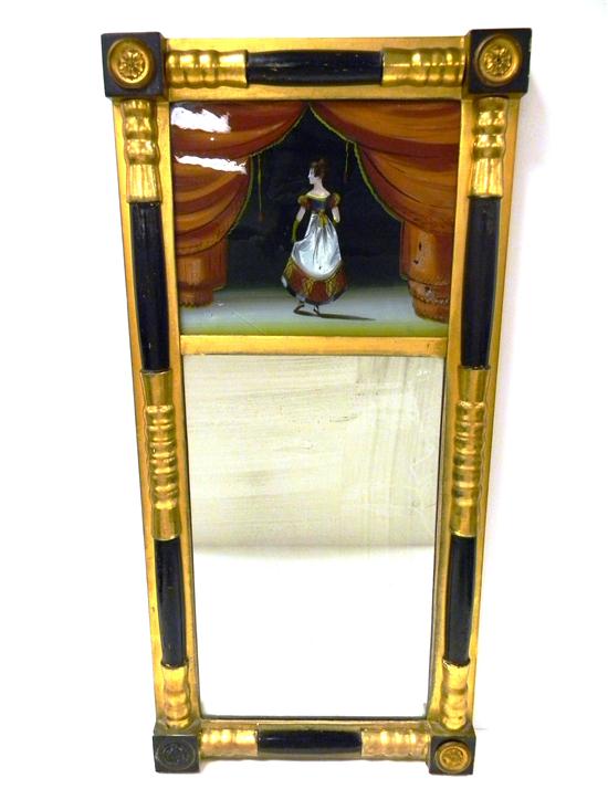 Appraisal: th C eglomise wall mirror gilt and ebonized wood frame