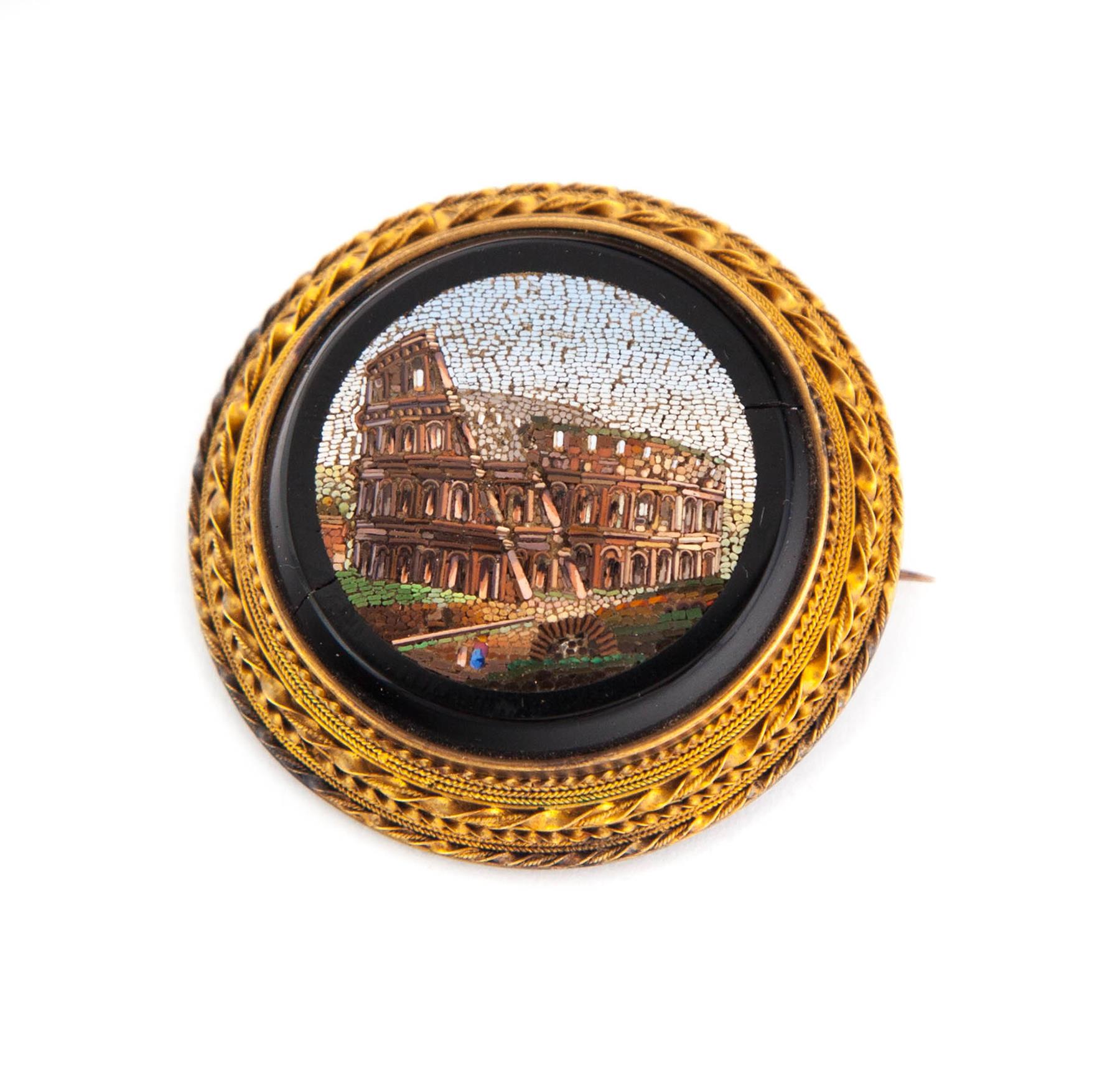 Appraisal: MICROMOSAIC BROOCH Fourth quarter- th century Depicts the Coliseum in