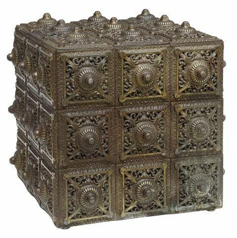 Appraisal: Brass architectural element now fashioned as a stool square sides