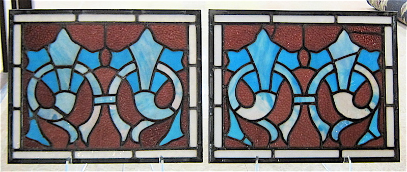 Appraisal: PAIR VICTORIAN STAINED AND LEADED GLASS WINDOWS American c handcrafted