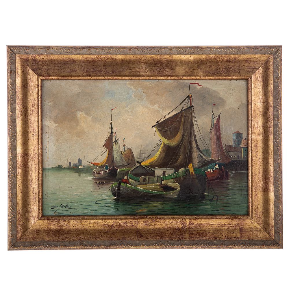 Appraisal: Karl Kaufmann Fishing Vessels at Port oil German - Oil