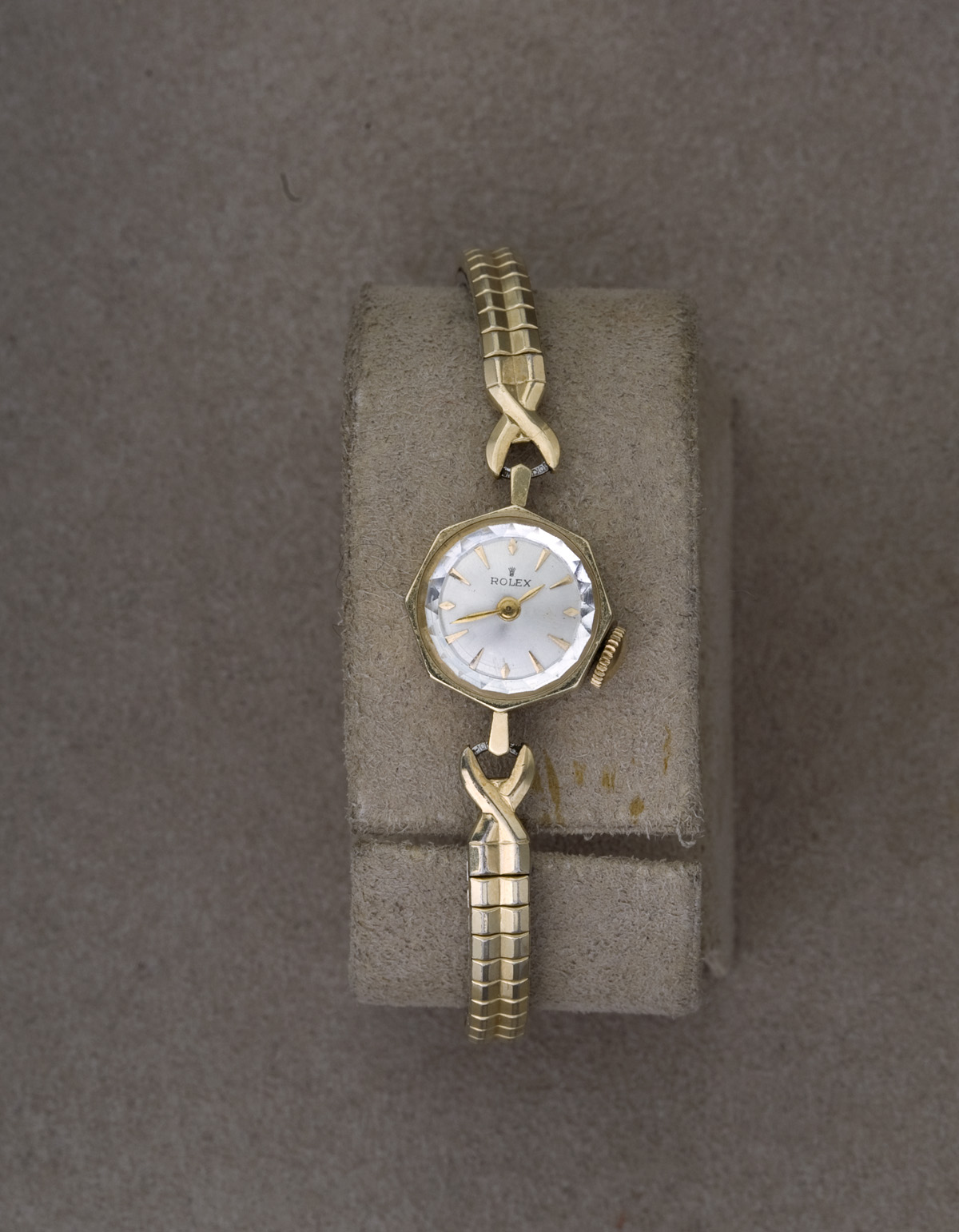 Appraisal: LADY'S GOLD ROLEX WATCH Octagonal face with flexible style non-gold