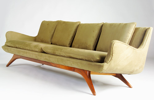 Appraisal: VLADIMIR KAGAN Fine sofa mid- s with contoured sides and