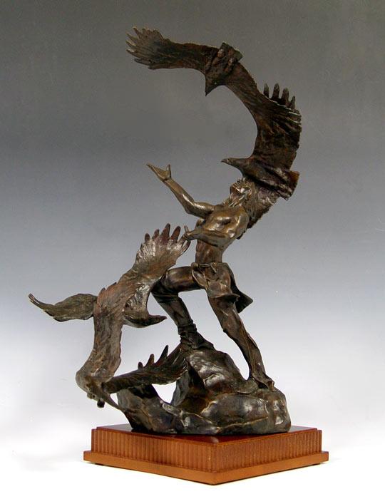 Appraisal: McCAIN Buck American - Indian Warrior with Eagles Bronze ''