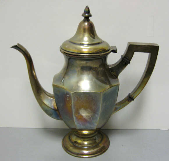 Appraisal: AMERICAN STERLING SILVER COFFEE POT Georgian style footed octagonal with