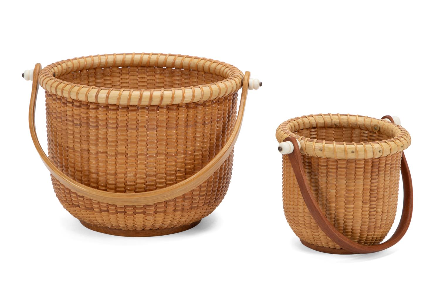 Appraisal: TWO SMALL OPEN ROUND NANTUCKET BASKETS Two Ellen L Vliet