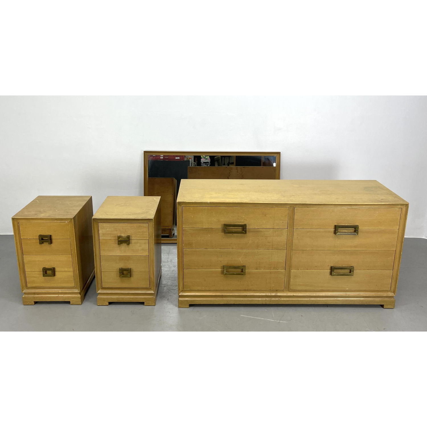 Appraisal: pc RED LION Blond Modernist Bedroom Set Pr Night Stands