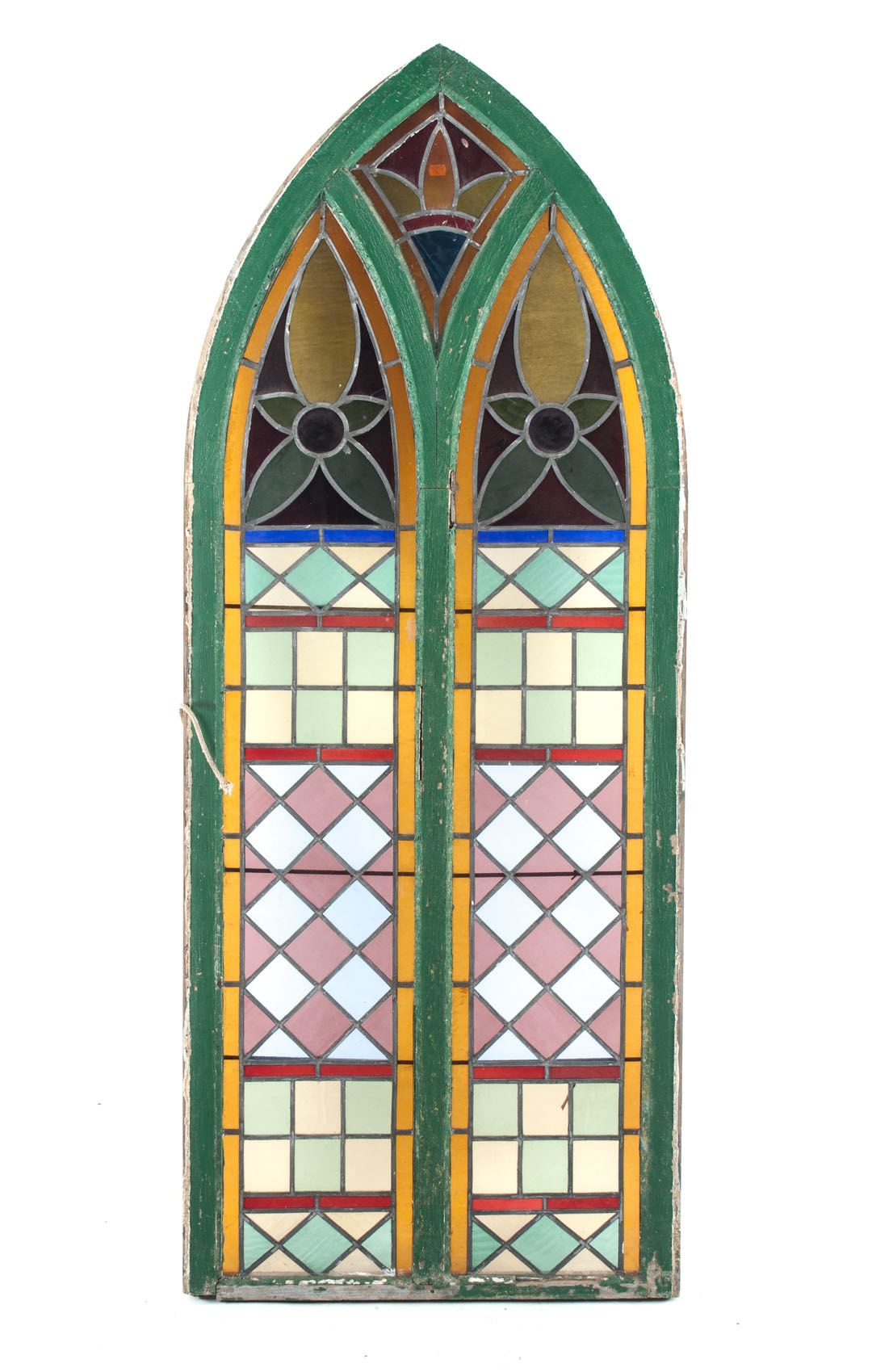 Appraisal: Gothic Revival stained glass window early th century pointed arch