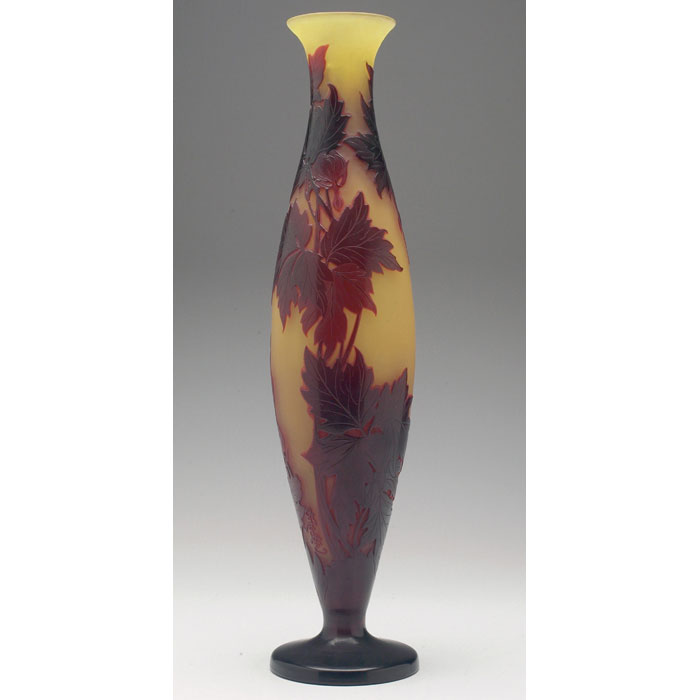 Appraisal: Galle vase large ovoid form with detailed bleeding hearts beautiful