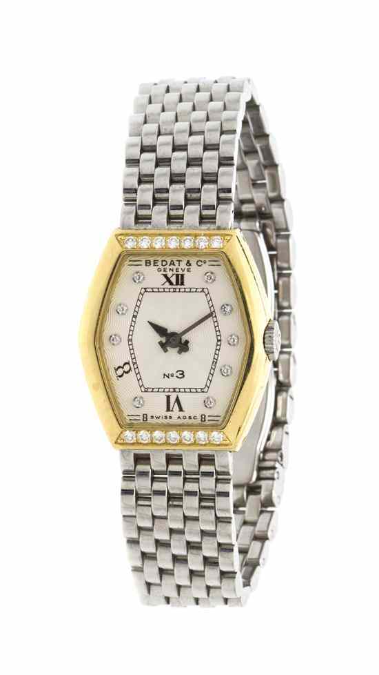 Appraisal: An Karat Yellow Gold Diamond and Stainless Steel No Wristwatch