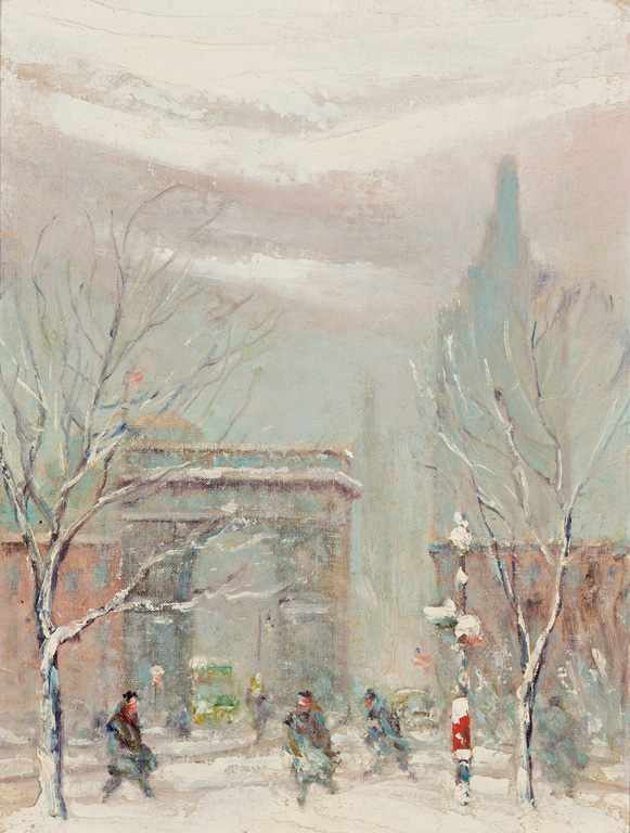 Appraisal: JOHANN BERTHELSEN American - ''Washington Square and Arch'' oil on