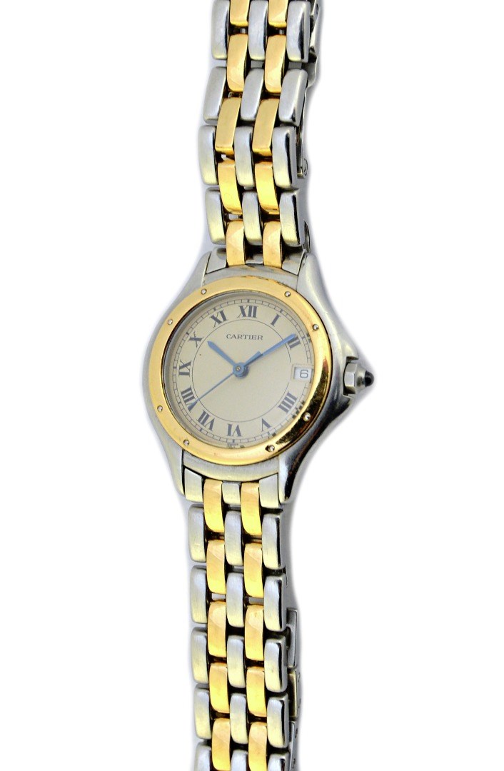 Appraisal: A lady's steel and gold Cartier quartz bracelet wristwatch the