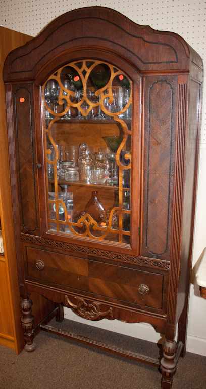 Appraisal: Jacobean Revival style mahogany china cupboard Estimate - No condition