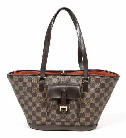 Appraisal: Louis Vuitton Manosque tote bag in Damier Ebene coated canvas