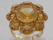 Appraisal: A yellow metal tests carat gold citrine set ring of