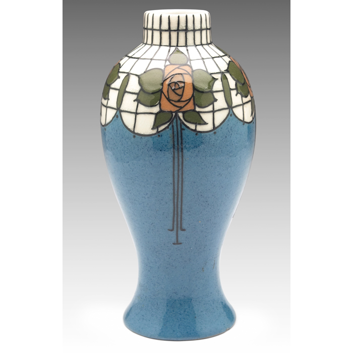 Appraisal: Bursley Limited Trellis vase designed by Frederick Rhead bulbous shape