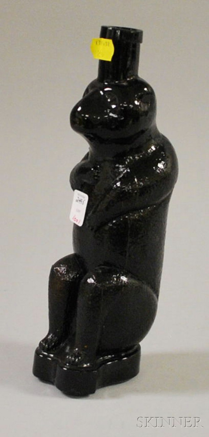 Appraisal: Brown Amber Molded Glass Bear Figural Bottle ht in