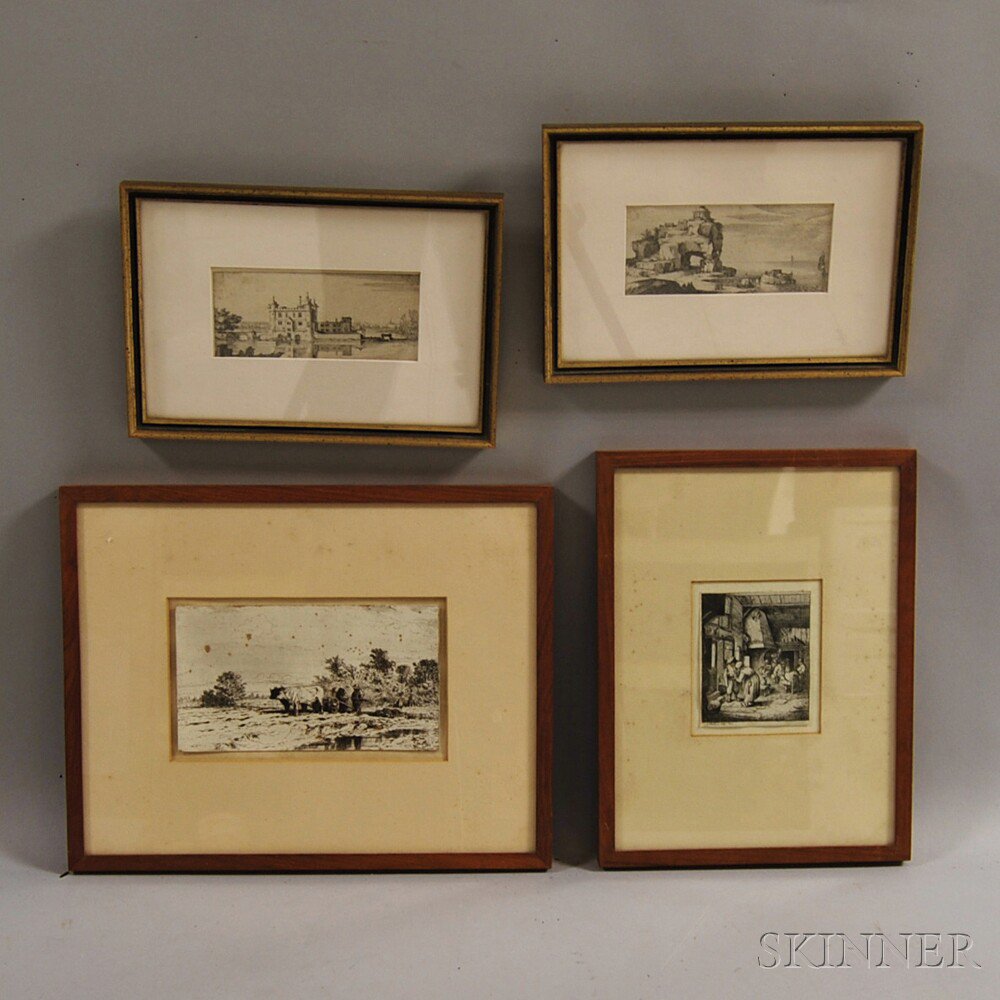 Appraisal: Four Framed European Engravings and Etchings th and th century