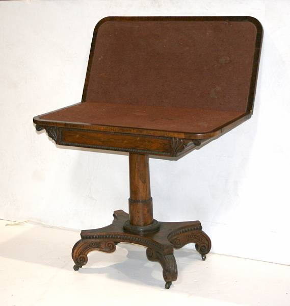 Appraisal: George IV rosewood games table second quarter th century height