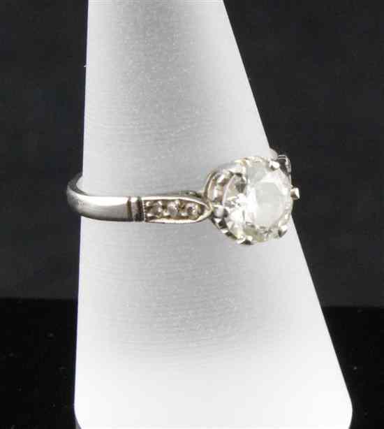 Appraisal: An ct white gold brilliant cut solitaire diamond ring approximately