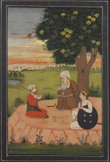 Appraisal: Indian Miniature Painting Figures East Indian miniature painting depicting a