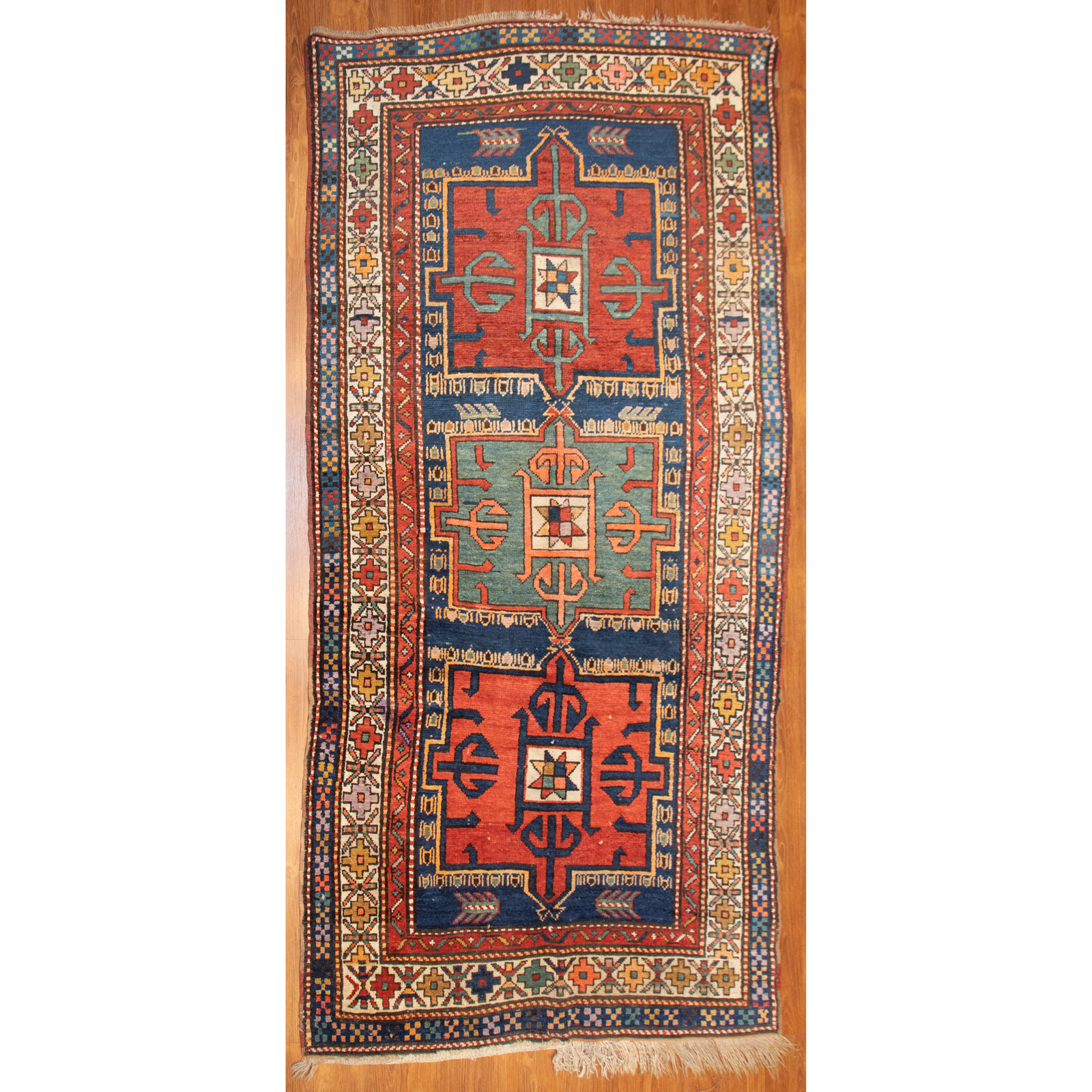 Appraisal: ANTIQUE KAZAK RUG PERSIA X First quarter- th century hand-knotted